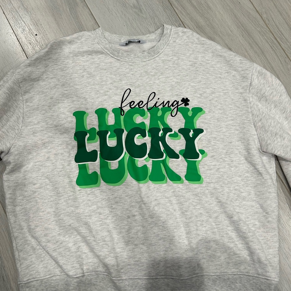 Primark Gray and Green Graphic Sweater